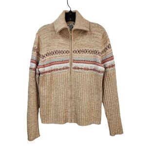 Tiara International Women's Zip Up Nordic Cardigan Sweater - L